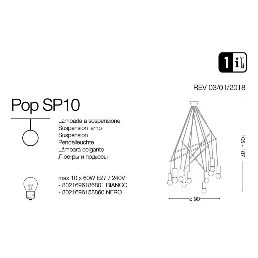 Люстра POP SP10 BIANCO (186801), IDEAL LUX - Зображення 158860-.jpg