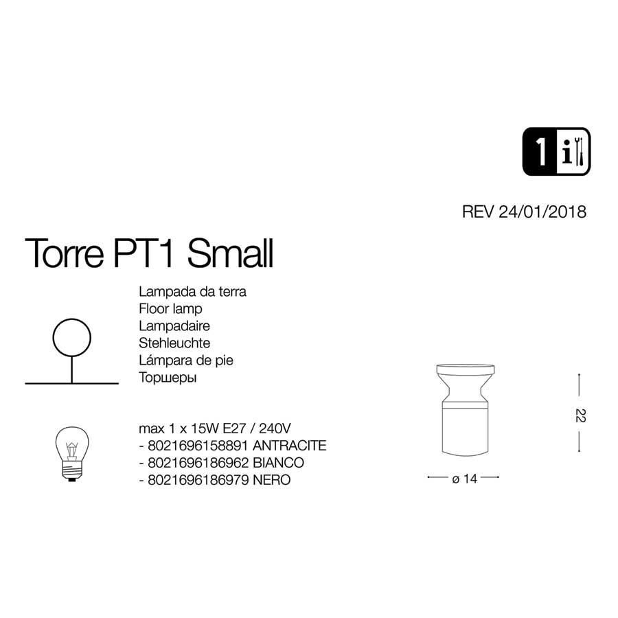Світильник вуличний TORRE PT1 SMALL NERO (186979), IDEAL LUX - Зображення 158891-.jpg