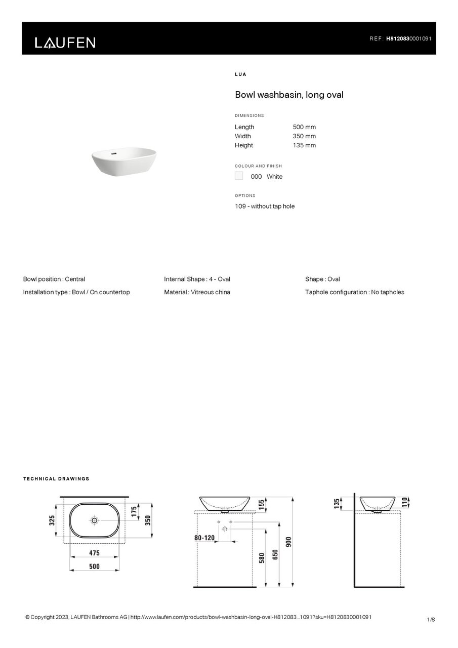 Умывальник BOWL LUA 500 мм H8120830001091 LAUFEN - Зображення 15903422-69677.jpg