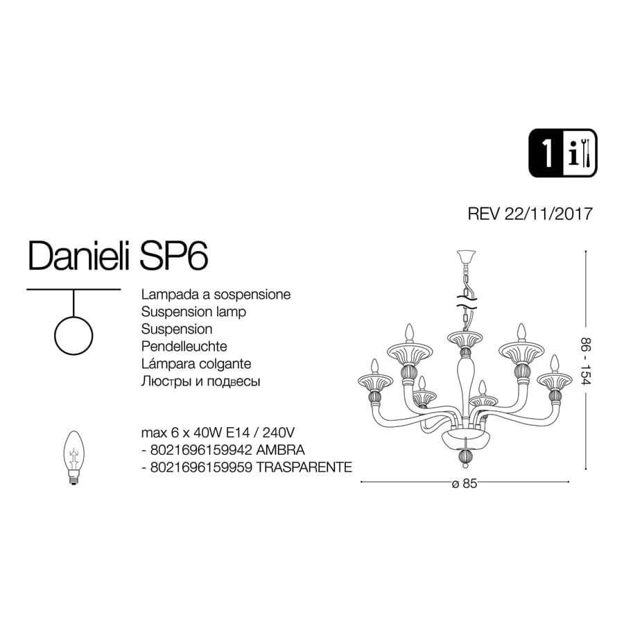 Люстра DANIELI SP6 TRASPARENTE (159959), IDEAL LUX - Зображення 159942-.jpg