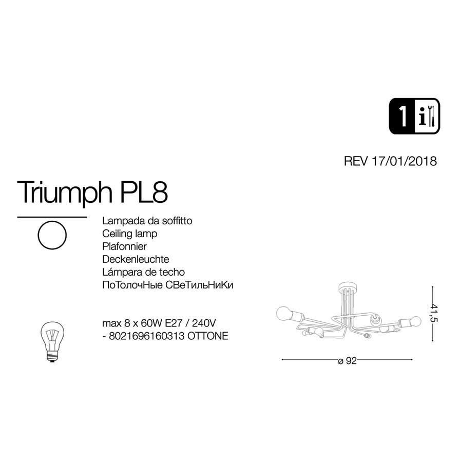Світильник TRIUMPH PL8 OTTONE ANTICO (160313), IDEAL LUX - Зображення 160313-1.jpg