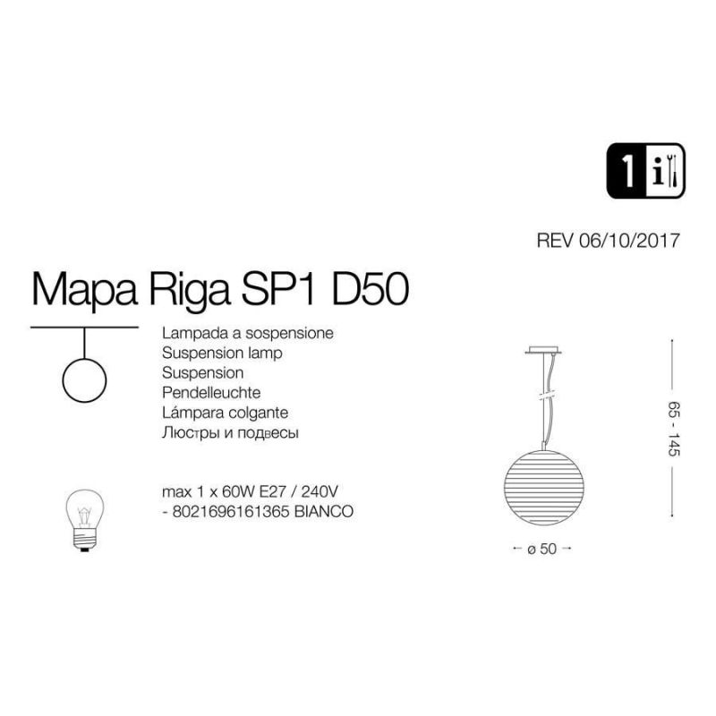 Люстра MAPA SP1 D50 RIGA (161365), IDEAL LUX - Зображення 161365-1.jpg
