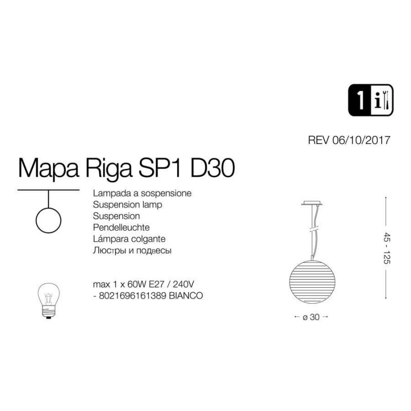 Люстра MAPA SP1 D30 RIGA (161389), IDEAL LUX - Зображення 161389-1.jpg
