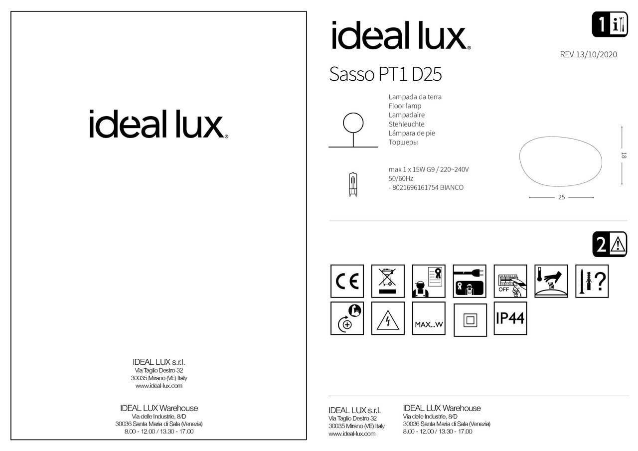 Світильник вуличний SASSO PT1 D25 (161754), IDEAL LUX - Зображення 161754_IS.jpg