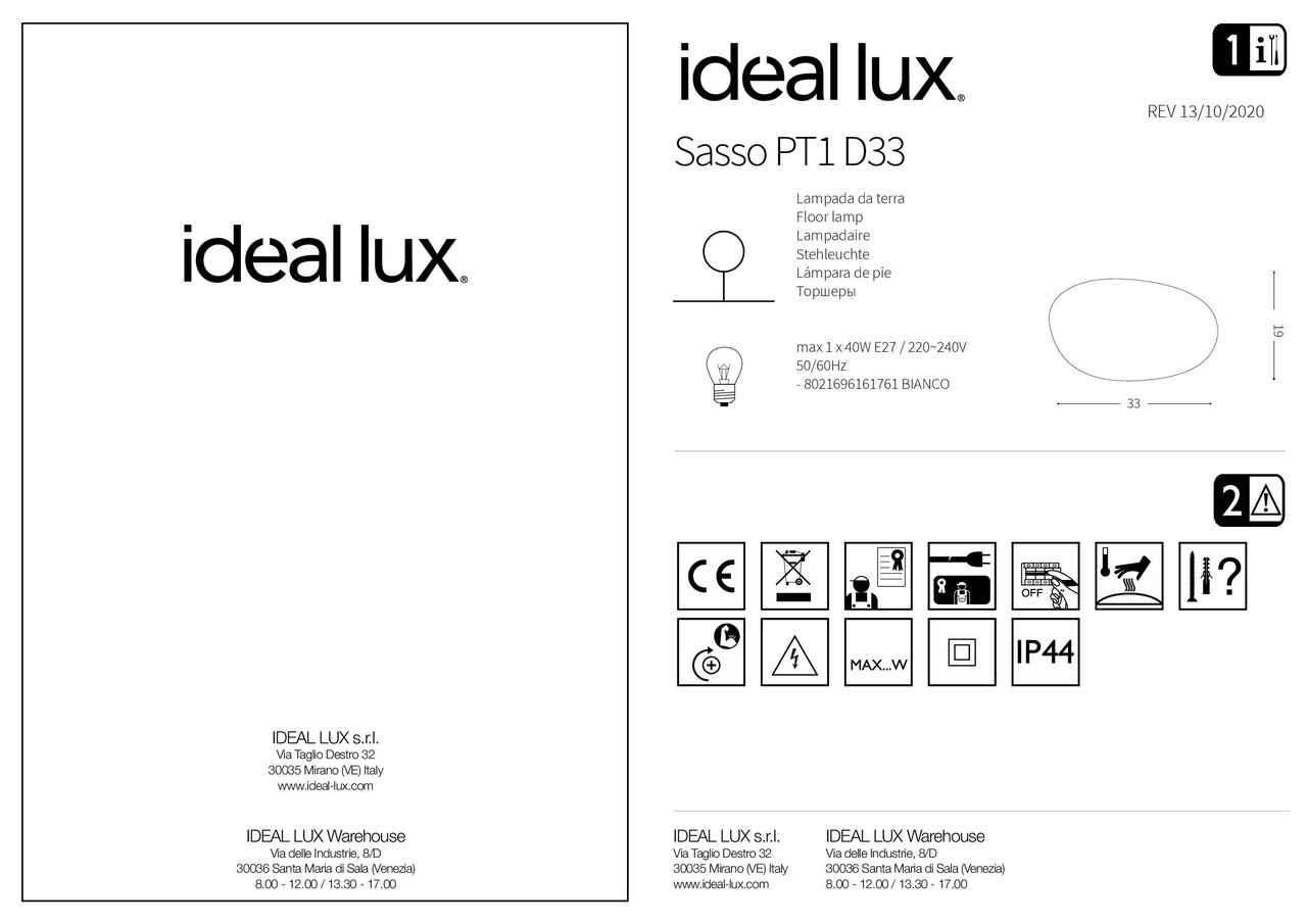 Світильник вуличний SASSO PT1 D33 (161761), IDEAL LUX - Зображення 161761_IS.jpg