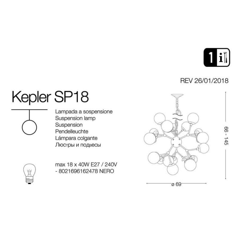 Люстра KEPLER SP18 (162478), IDEAL LUX - Зображення 162478-.jpg