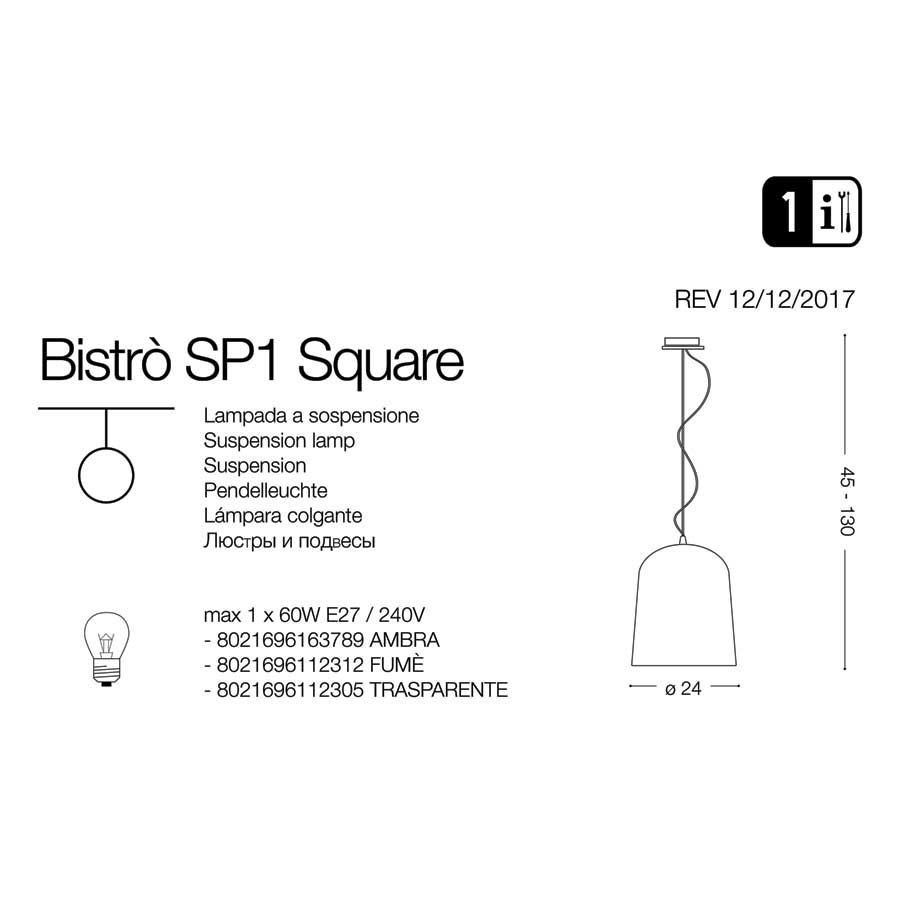 Люстра BISTRO' SP1 SQUARE TRASPARENTE (112305), IDEAL LUX - Зображення 163789-.jpg