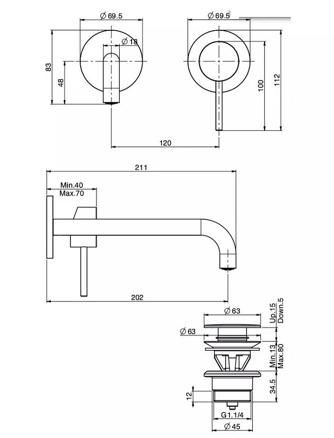 Змішувач для умивальника Spillo Up Black matt F3051LX9NS Fima - Зображення 164703086-b190b.jpg