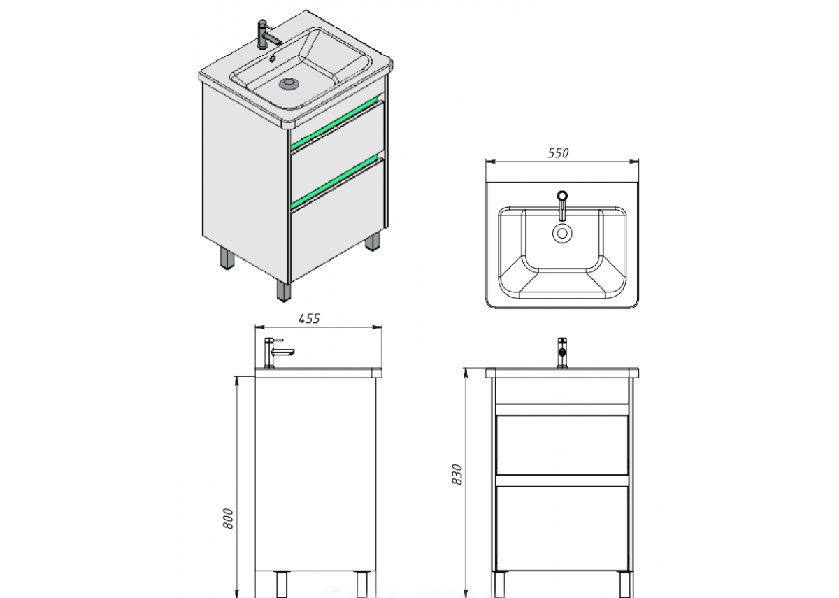Шафка з умивальником Luton Lt-55 білий Juventa - Зображення 164710781-b47bb.png
