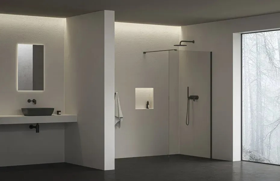 Душова кабіна Walk-In Air Чорний 110 Transparent Ravak - Зображення