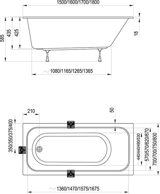 Ванна прямокутна Chrome Slim 180x80 RAVAK - Зображення 164715434-ca1f5.jpg