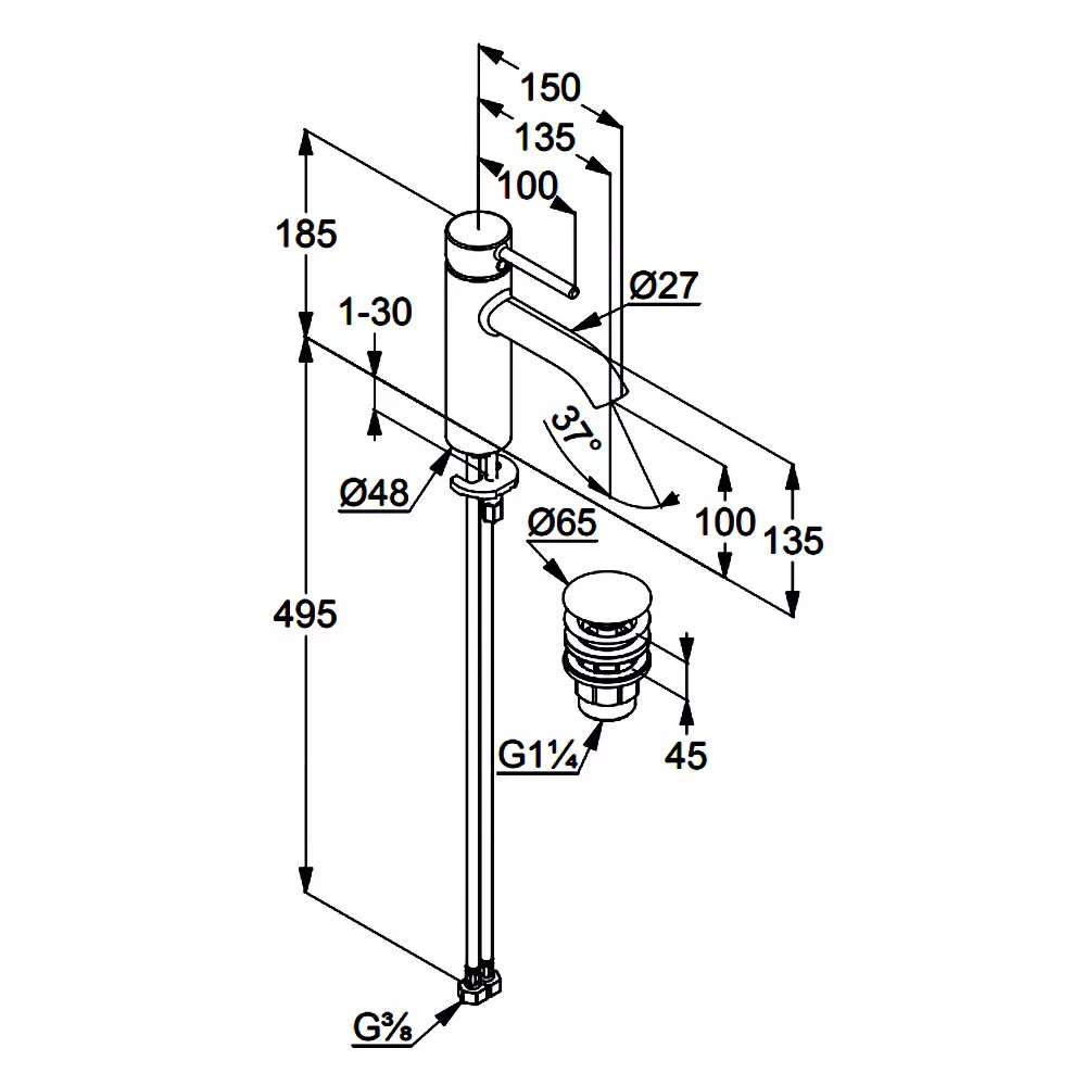 Змішувач для умивальника Bozz New 100 білий 382885376 Kludi - Зображення 164715437-35d34.jpg