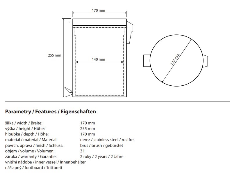 Відро для сміття 3 л Hotel 104315025 Bemeta - Зображення 164715556-b0d01.jpg