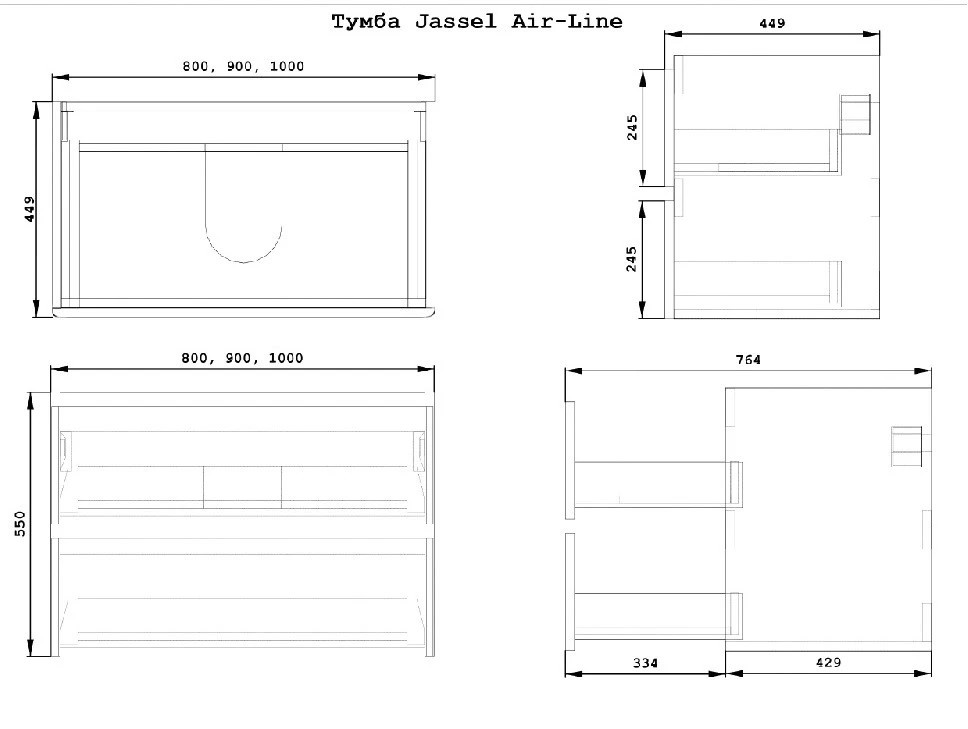 Шафка під умивальник Jassel біла 1000 Air-Line - Зображення 164715625-95aa9.jpg