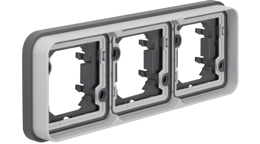 Рамка 3-местная Berker W1 Серый горизонтальная 13303505 Hager - Зображення