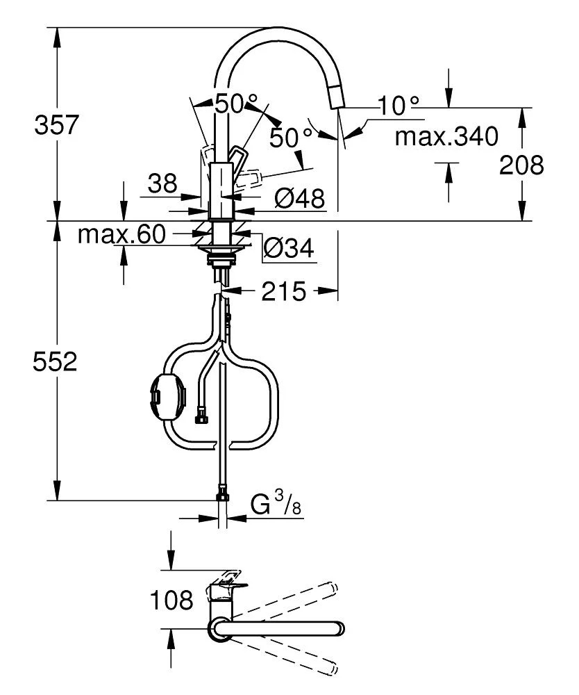 Змішувач для кухні BauLoop хром 30543000 Grohe - Зображення 164716451-9c44d.jpg