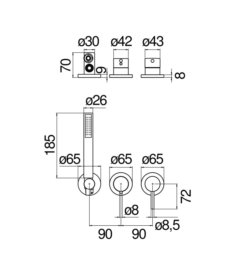 Змішувач для ванни Live Miele Spazzolato PVD WESK100-1TCGP Nobili - Зображення 164716945-c017f.jpg