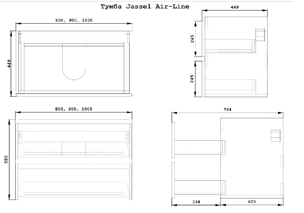 Шафка під умивальник Jassel капучіно 1000 Air-Line - Зображення 164719221-589cf.jpg