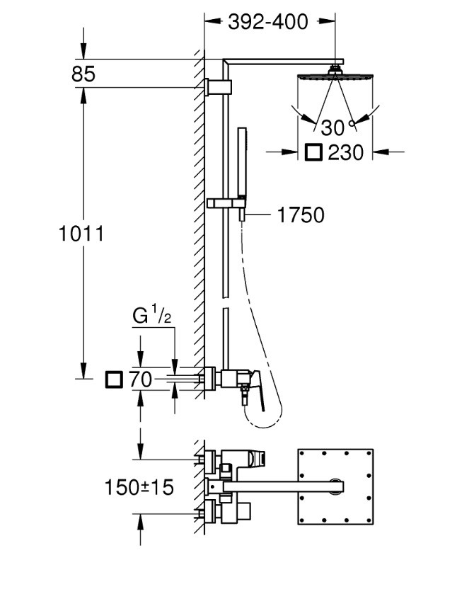 Душова система Eurocube System 230 23147001 Grohe - Зображення 164719720-af9a8.jpg