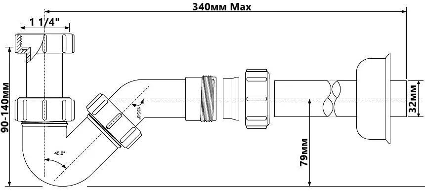 Сифон для біде HC23 без зливу McAlpine - Зображення 164719946-897f4.jpg