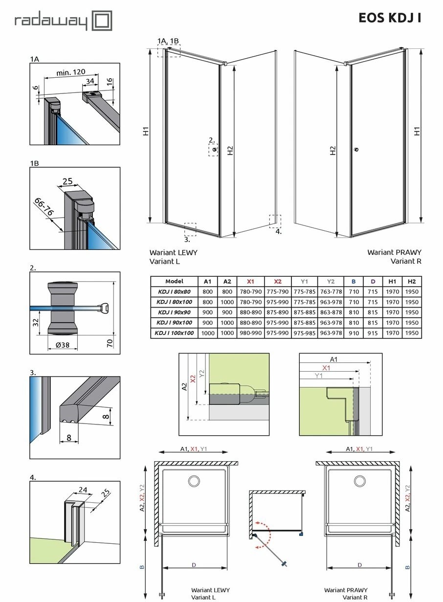 Душевая кабина Eos KDJ L 100х100 RADAWAY - Зображення 164722713-15645.jpg