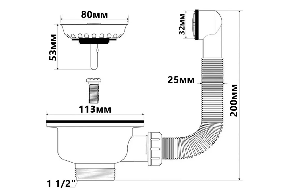 Злив для кухонної мийки FSW50PPOL25 круглий McAlpine - Зображення 164727620-3e344.jpg