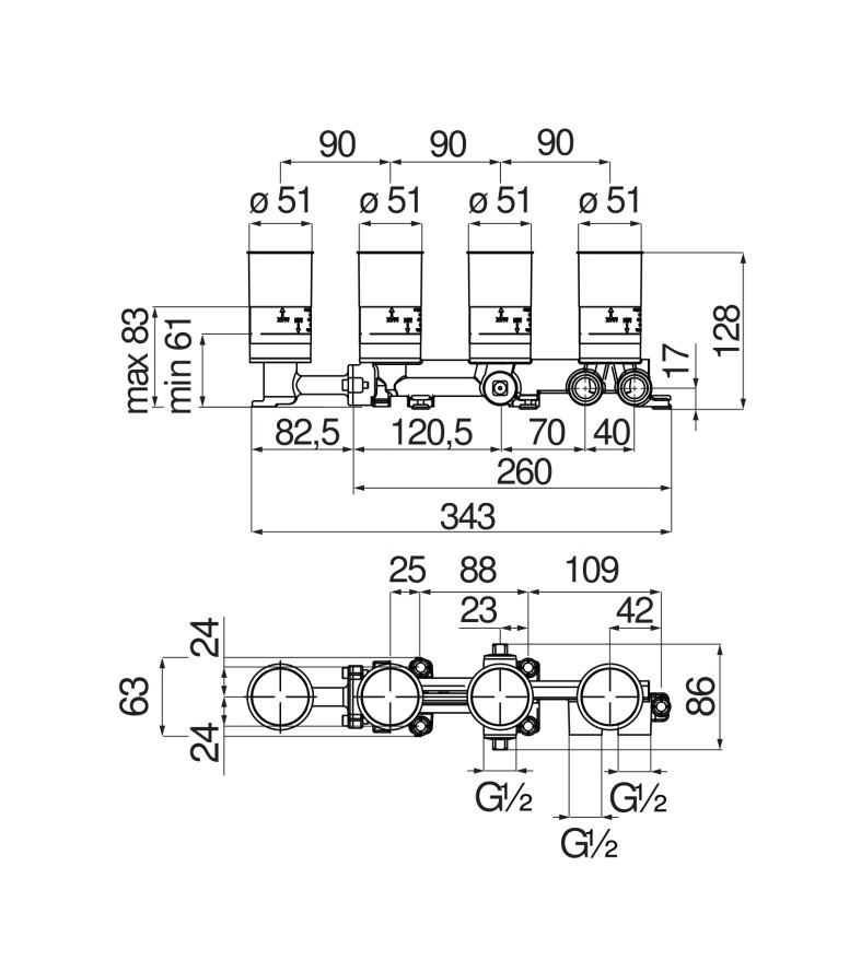 Вбудована частина змішувача WE81201-T Nobili - Зображення 164730701-8c52f.jpg