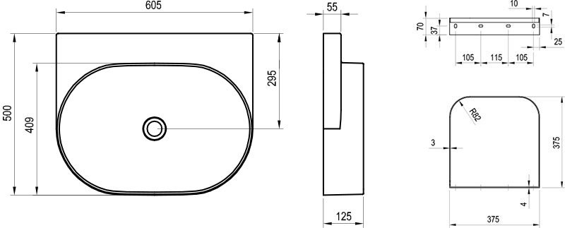 Умивальник Yard 600 білий XJX01060000 RAVAK - Зображення 164730840-8c754.jpg