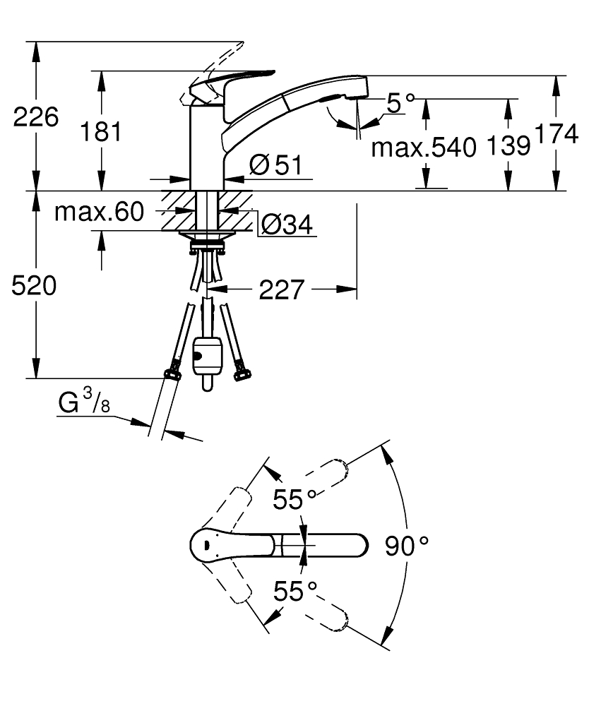 Смеситель для кухни Eurosmart DN 15 303052431 Black matt Grohe - Зображення 164730919-0b1e0.jpg