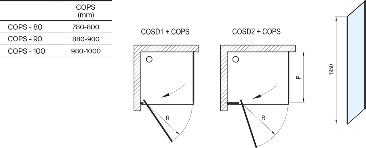 Душова стінка нерухома одноелементна COPS-100 чорний Transparent X9VVA0300Z1 RAVAK - Зображення 164731396-d3ea8.jpg