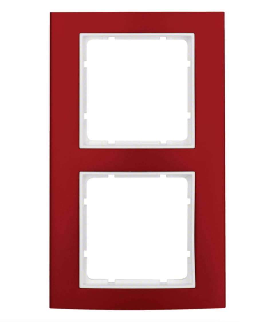 Рамка 2-місна Berker B3 Червоний-Полярно-Білий 10123022 Hager - Зображення