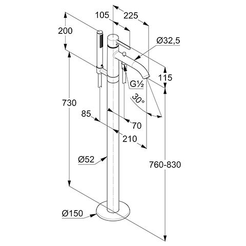Змішувач підлоговий для ванни Bozz 385903976 Kludi - Зображення 164735804-7ebb0.jpg