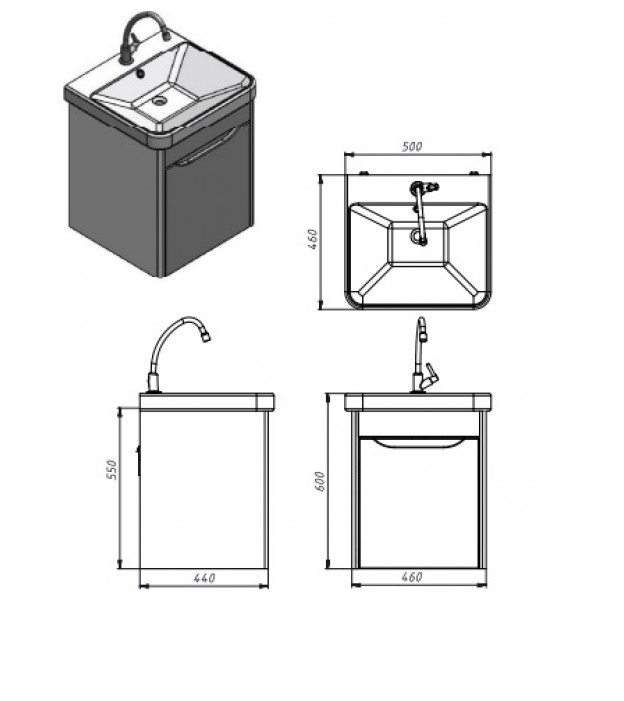 Шафка з умивальником Livorno Lvr-50 структний сірий Juventa - Зображення 164743087-5e7e8.jpg