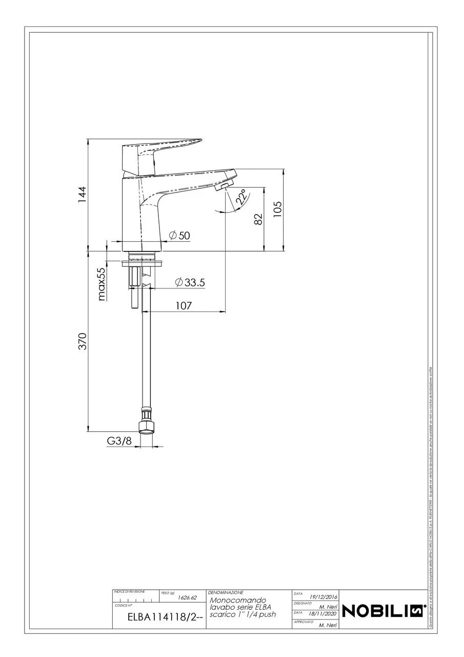 Набір змішувачів для ванни 3 в 1 Elba EL114002CR Nobili - Зображення 164747070-4d15d.jpg