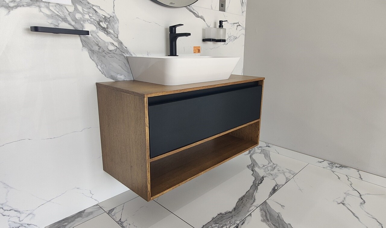 Шафка під умивальник Milan 1000 чорний Fancy Marble - Зображення