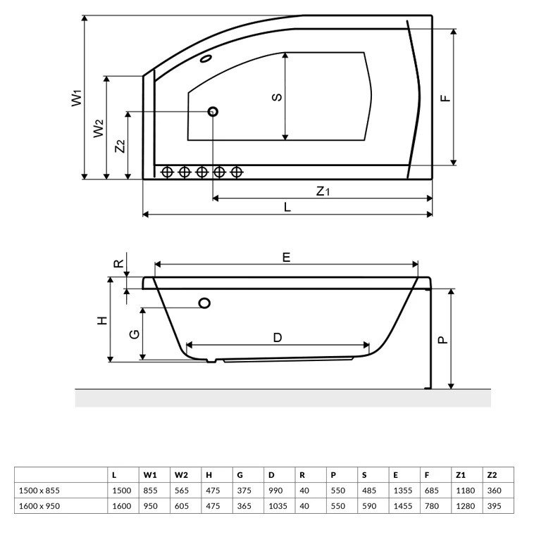 Ванна з ніжками асиметрична ліва SITERA 160x95 L RADAWAY - Зображення 165452504-b090d.jpg