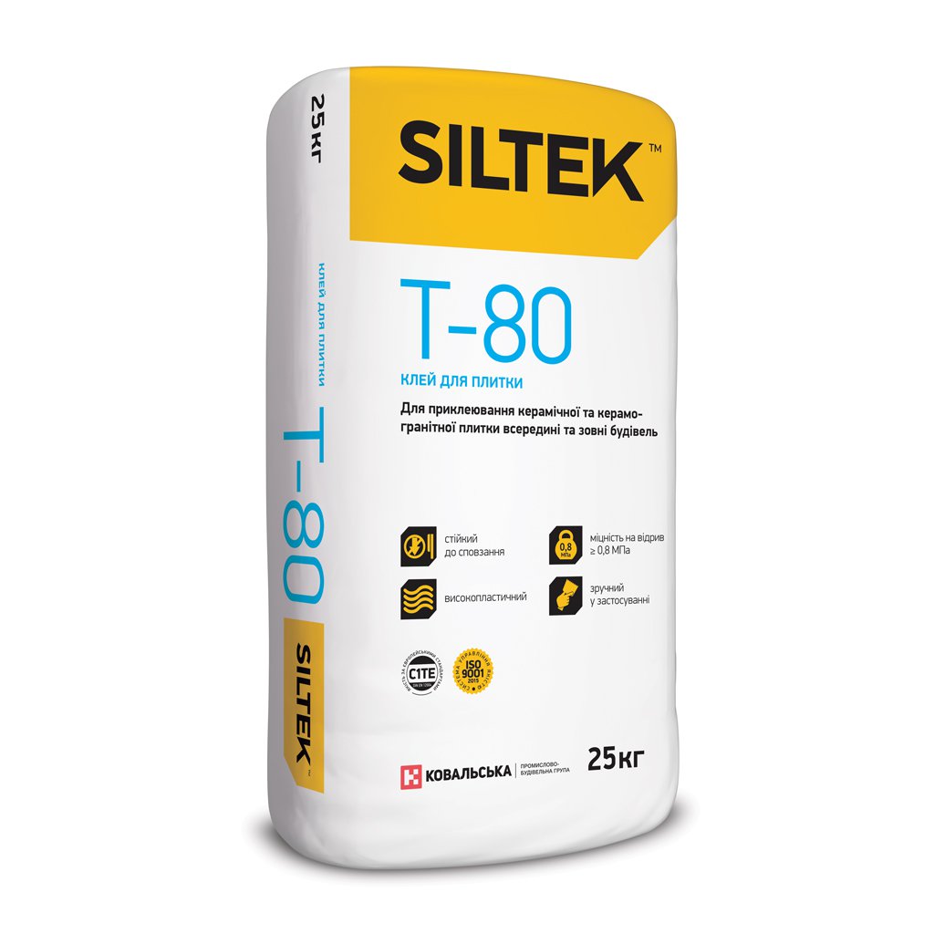 Клей для плитки Siltek T-80 (25 кг) - Зображення