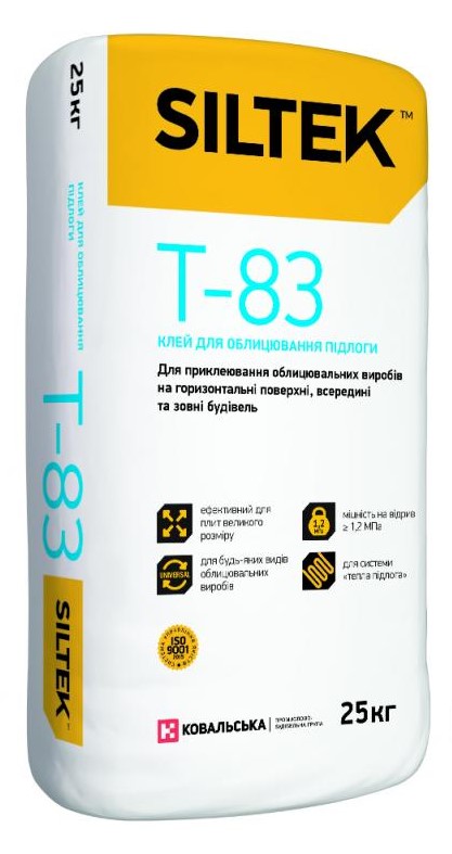 Клей для облицовки пола Siltek T-83 (25 кг) - Зображення