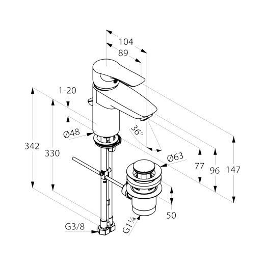 Змішувач для умивальника TERCIO XL (384840575), Kludi - Зображення 165797-b672d.jpg