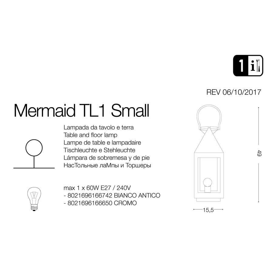 Настільна лампа MERMAID TL1 SMALL BIANCO ANTICO (166742), IDEAL LUX - Зображення 166742-1.jpg