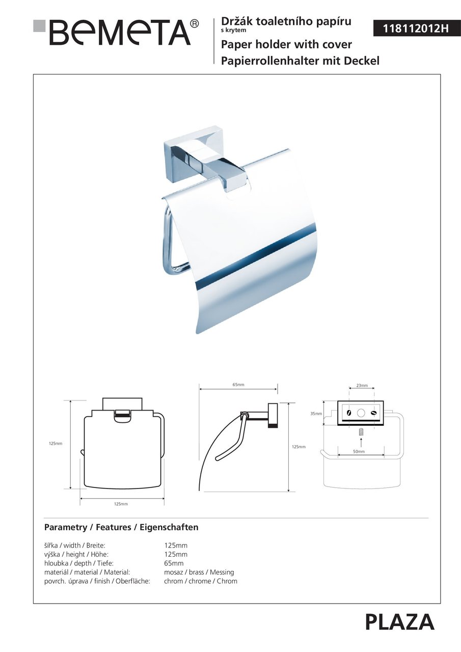 Тримач для туалетного паперу Plaza (118112012), Bemeta - Зображення 168040-7a63f.jpg