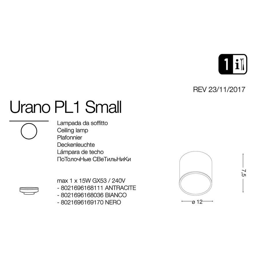 Світильник вуличний URANO PL1 SMALL BIANCO (168036), IDEAL LUX - Зображення 168111-.jpg