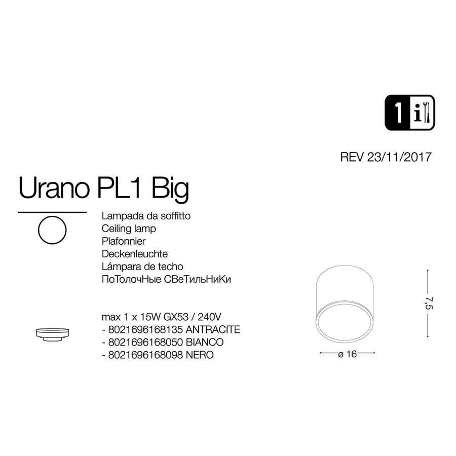 Світильник вуличний URANO PL1 BIG ANTRACITE (168135), IDEAL LUX - Зображення 168135-.jpg