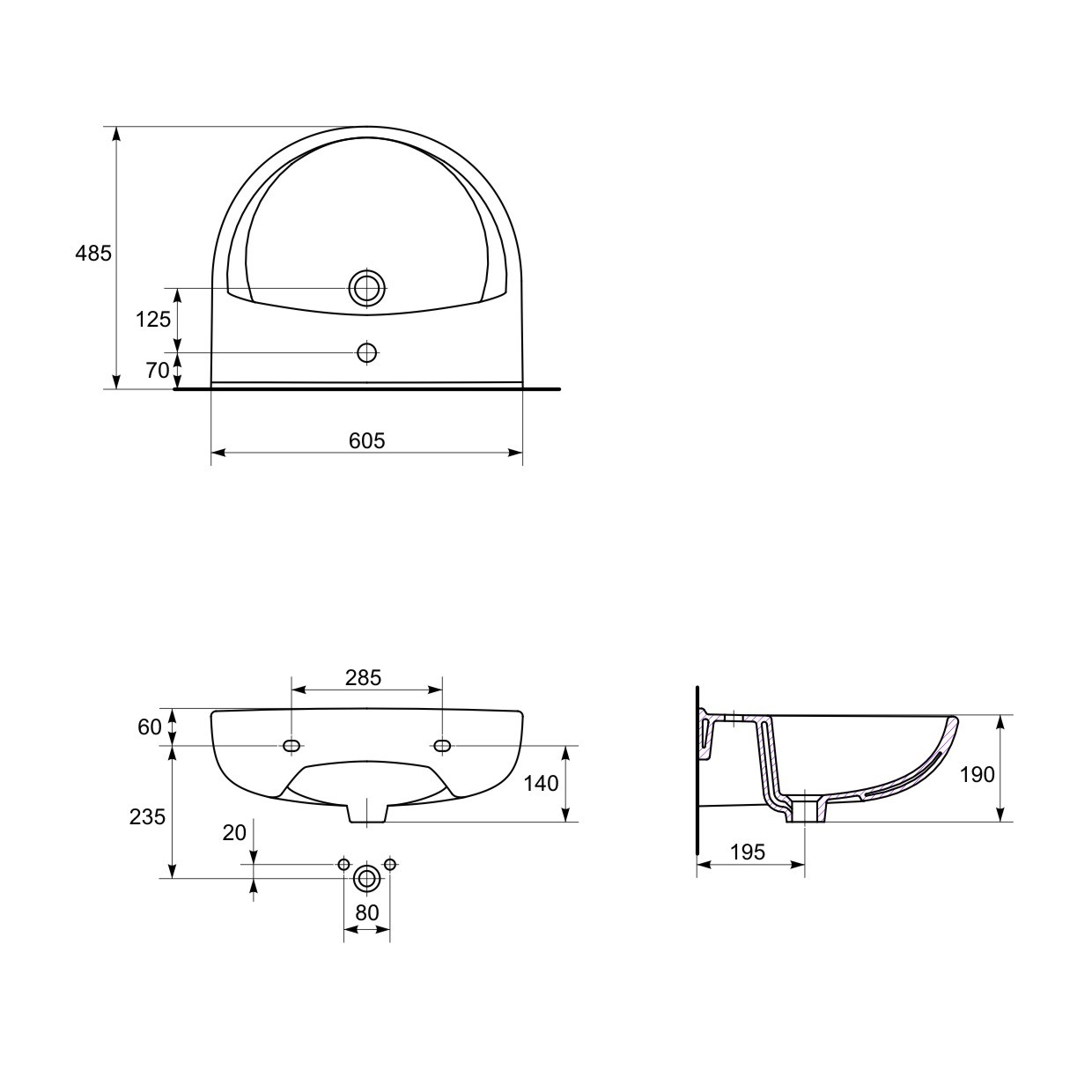 Умивальник 60 см President (CCWS1000448212), Cersanit - Зображення 168159-3a6f0.jpg