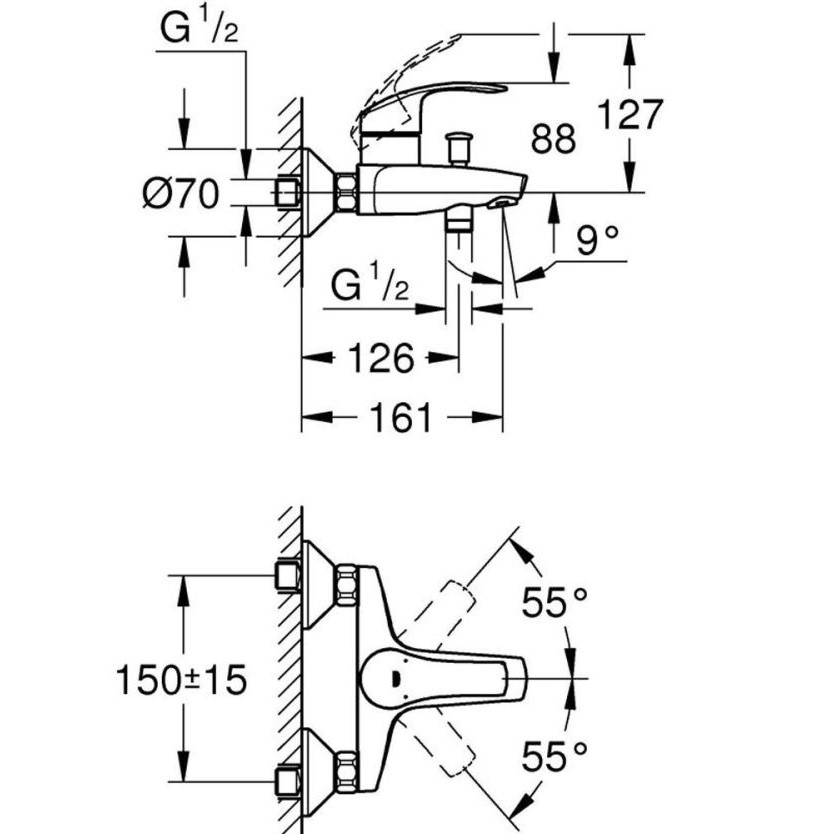 Змішувач для ванни Eurosmart (33300002), Grohe - Зображення 168374-b0f3c.jpg