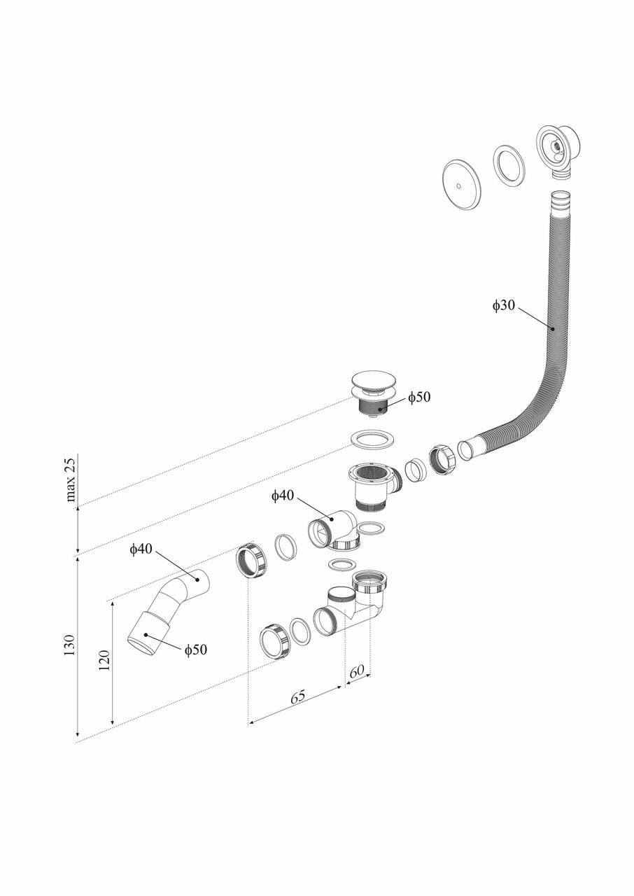 Сифон для ванни Clik-Clak R135 Radaway - Зображення 168401-0484c.jpg