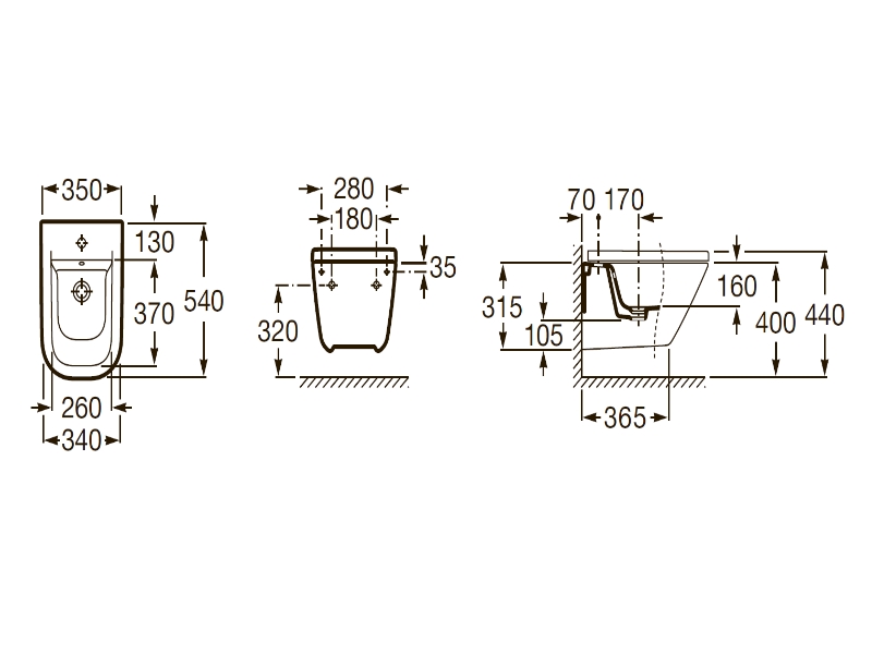 Биде подвесное Gap (А357475000), Roca - Зображення 168475-8a53a.jpg