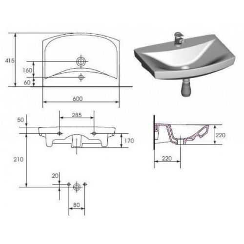 Умывальник 60 см Саrina (CCWS1000860768), Cersanit - Зображення 168797-4af52.jpg