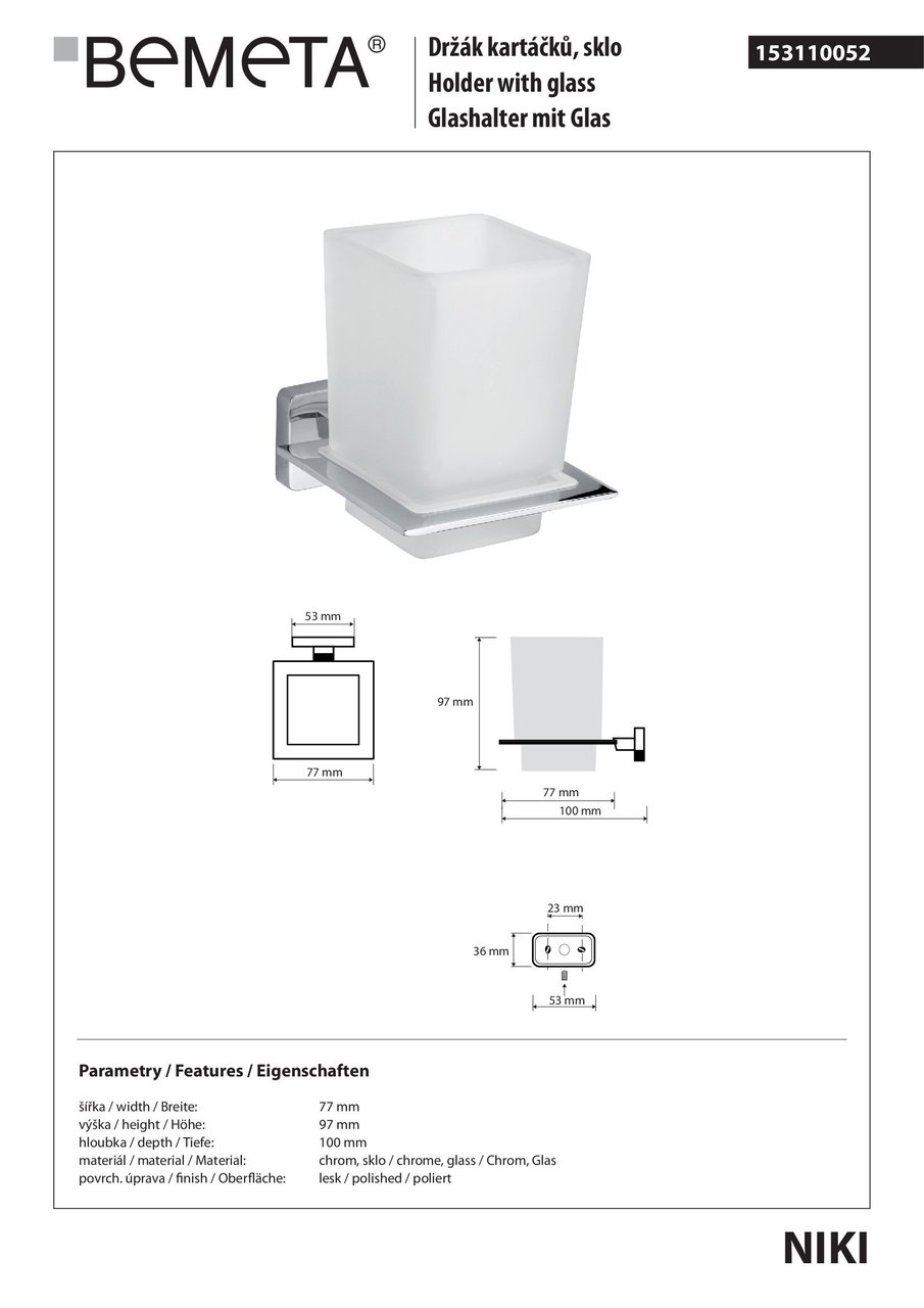 Стакан з тримачем Niki (153110052), Bemeta - Зображення 168873-9b393.jpg