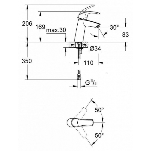Змішувач для умивальника M-Size Eurosmart (23324001), Grohe - Зображення 168884-9149c.jpg